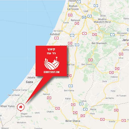 Karte von Südisrael mit Hinwies auf Nir Oz.